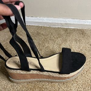 womens platform espadrille tie up sandals